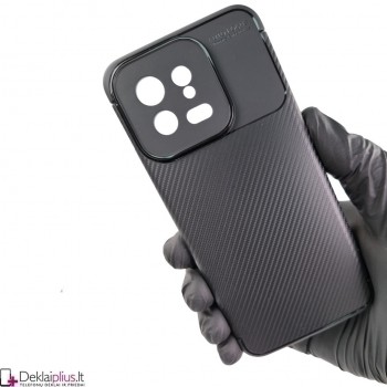 Carbon premium guminis dėklas - juodas (Xiaomi 13)